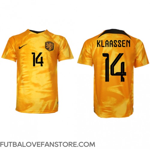 Holandsko Davy Klaassen #14 Domáci futbalový dres MS 2022 Krátky Rukáv